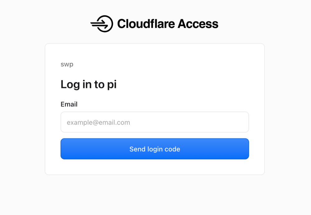 A login page asking for an email address to send a one-time code to.