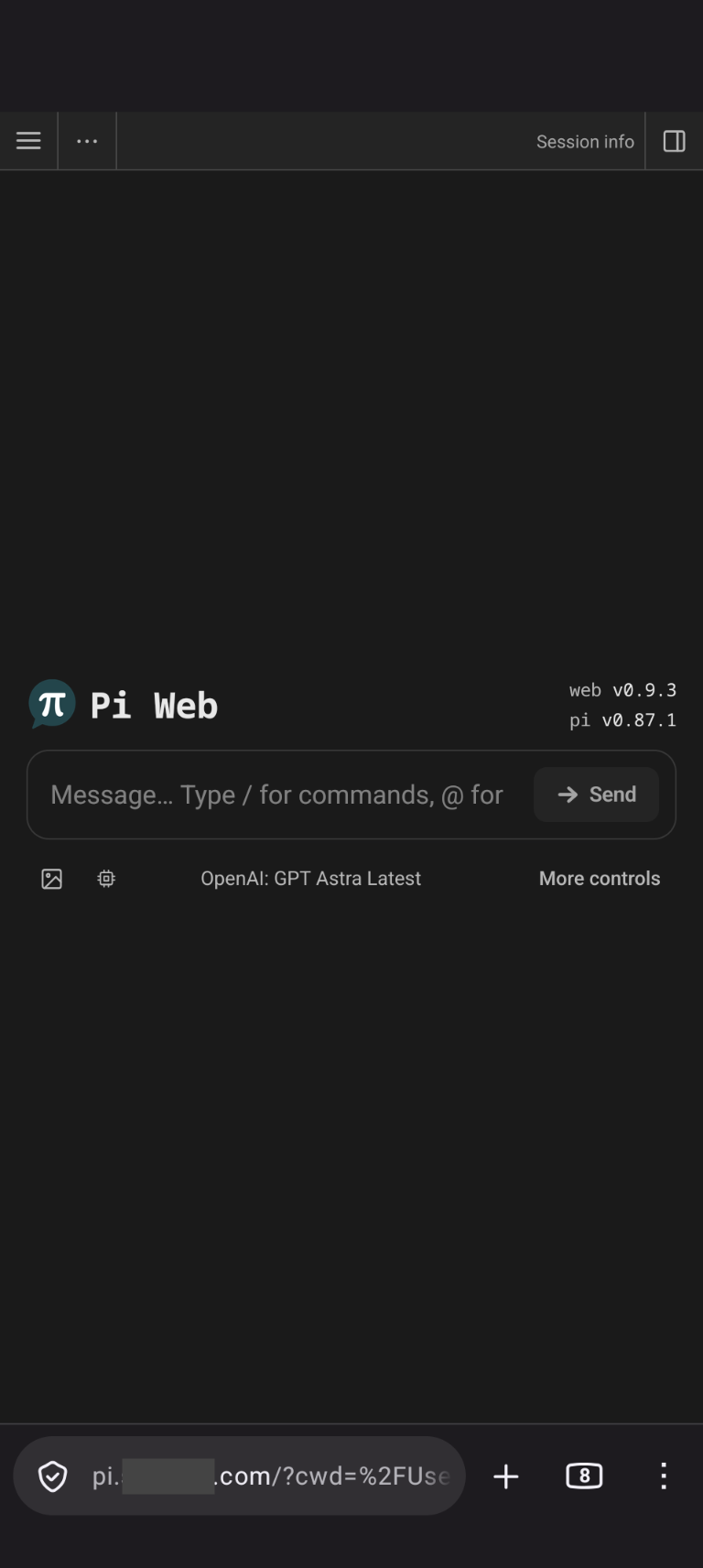 The agent's web UI open in a phone browser.