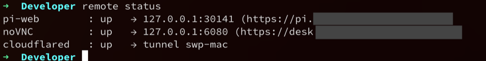 Terminal output showing the bridge and tunnel connector running.